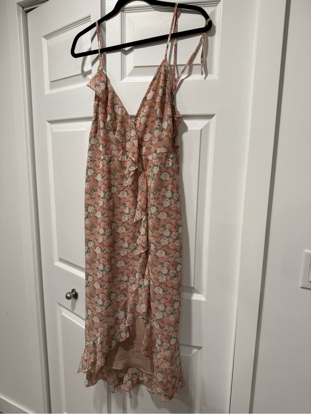 Dress Forum Pink Floral High-Low Wrap Dress